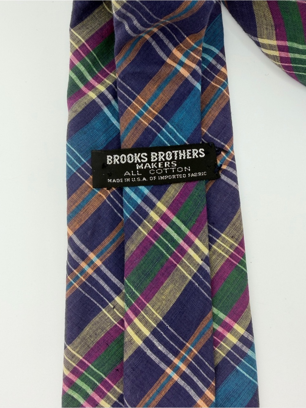 Brooks Brothers Makers All Cotton Madras Plaid Tie USA Preppy Ivy Style - Picture 5 of 6